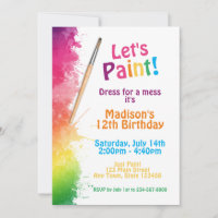 Invitación a fiesta de pintura de arte