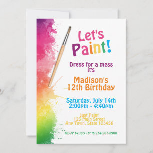 Invitación a fiesta de pintura de arte
