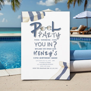 Invitación a fiesta de piscina con sombrilla de ac
