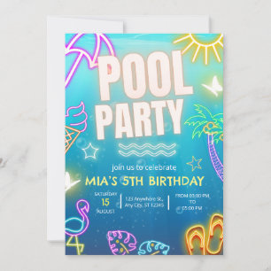 Invitación a fiesta de piscina, Cumpleaños tropica
