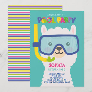 INVITACIÓN A FIESTA DE PISCINA DE LLAMA