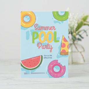 Invitación a fiesta de piscina de verano, fiesta e
