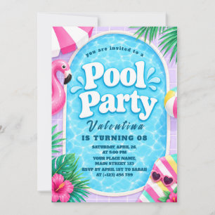 Invitación a Fiesta de Piscina Pastel