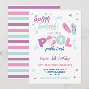 Invitación a Fiesta de Piscina Rosa