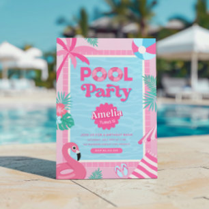Invitación a fiesta de piscina tropical femenina r