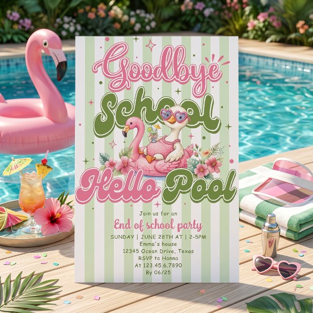 Invitación a fiesta de piscina verde Hello (Subido por el creador)