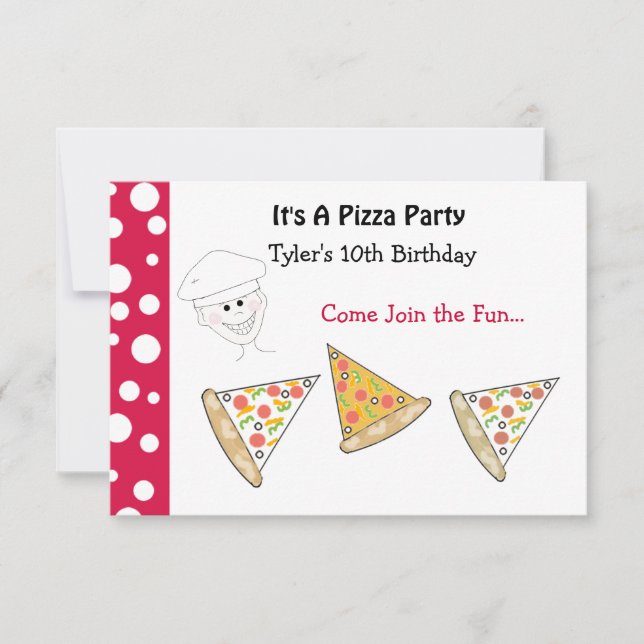 Invitación a Fiesta de Pizza (Anverso)