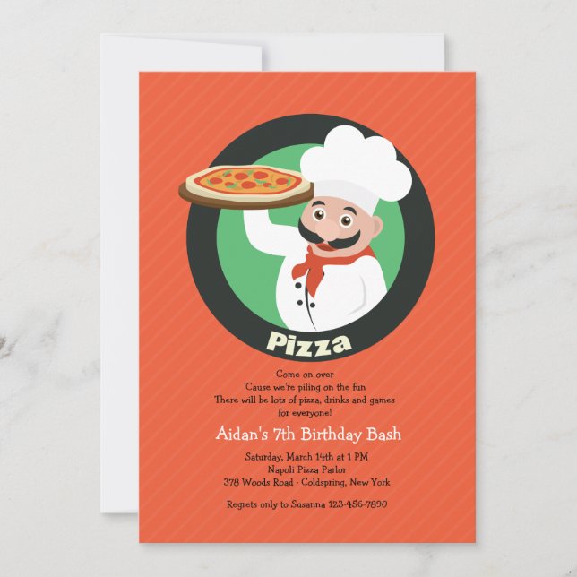 Invitación a Fiesta de Pizza (Anverso)