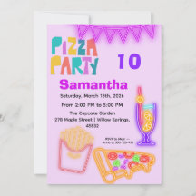 Invitación a Fiesta de Pizza de los 80 - Tema Arca