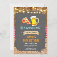 invitación a fiesta de pizza y cerveza