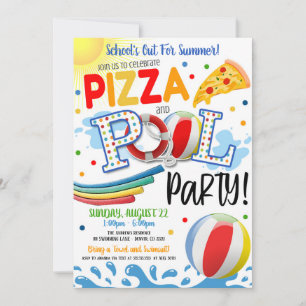 Invitación a fiesta de pizza y piscina