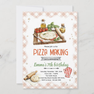 Invitación a fiesta de preparación de pizza
