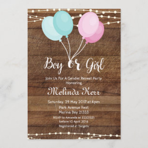Invitación a fiesta de presentación de globos