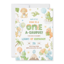 Invitación a Fiesta de primer cumpleaños de Dinosa