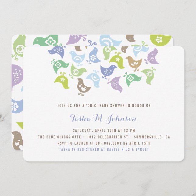 Invitación a fiesta de Retro Chicks Boy Baby Showe (Anverso / Reverso)