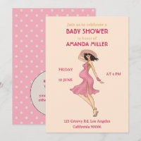 Invitación a fiesta de Retro Mom Brunette Baby Sho