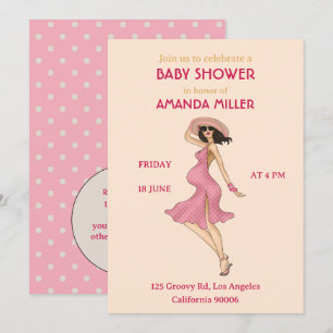 Invitación a fiesta de Retro Mom Brunette Baby Sho