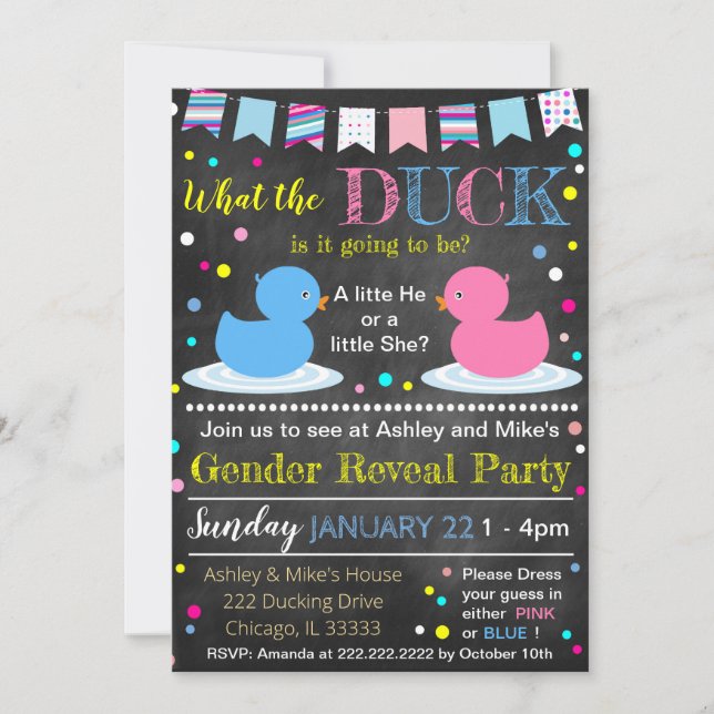 Invitación a fiesta de Revelación de Género (Anverso)
