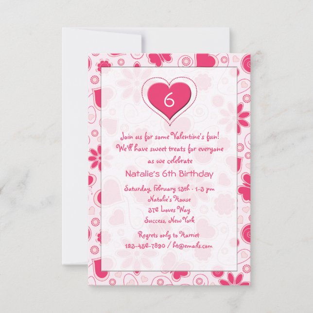 Invitación a fiesta de San Valentín, cumpleaños de (Anverso)