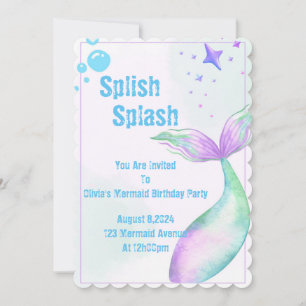 Invitación a fiesta de sirena para niñas