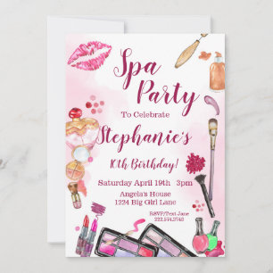 Invitación a fiesta de spa, cumpleaños editable Cu