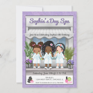 Invitación a fiesta de spa para niñas