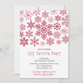 Invitación a fiesta de suéter feo Copos de nieve d