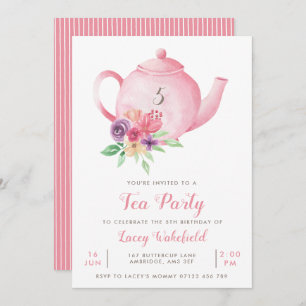 Invitación a Fiesta de té de cumpleaños de Chica d