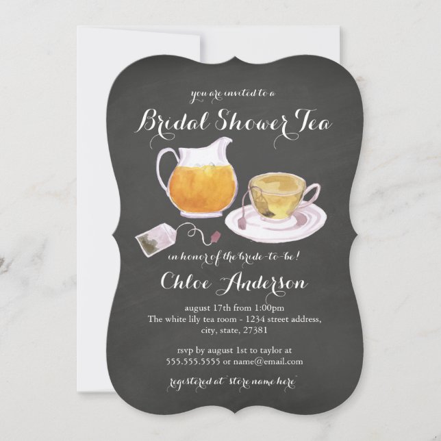 Invitación a Fiesta de té de la ducha de novia de  (Anverso)