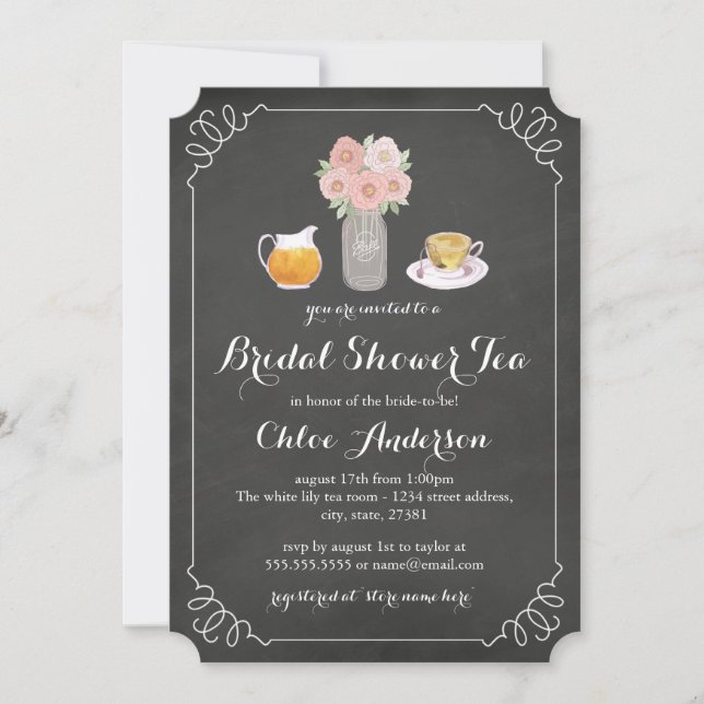 Invitación a Fiesta de té de la ducha de novia de  (Anverso)