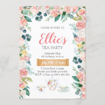 Invitación a fiesta de té floral en el jardín