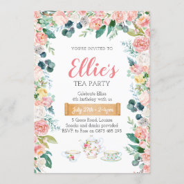 Invitación a fiesta de té floral en el jardín
