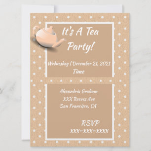 Invitación a fiesta de té lindo Beige Polka Dot Te