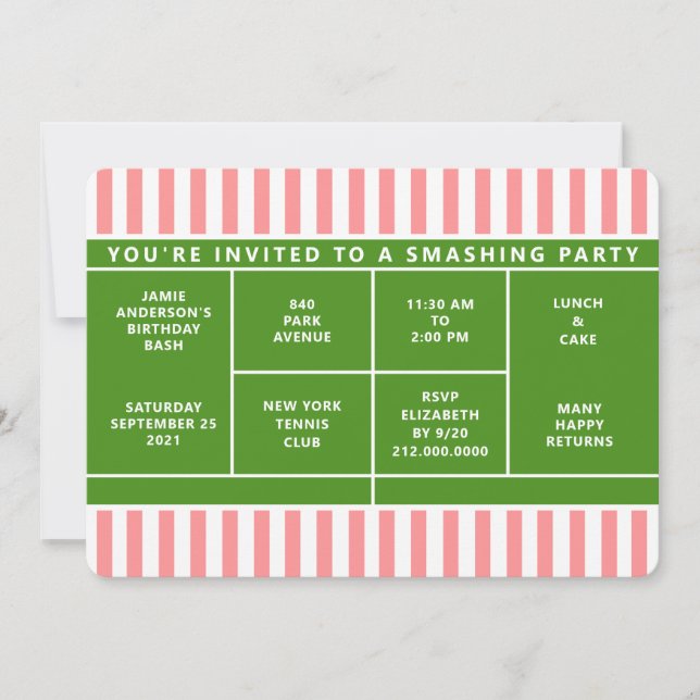 Invitación a Fiesta de Tenis (Anverso)
