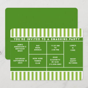 Invitación a Fiesta de Tenis