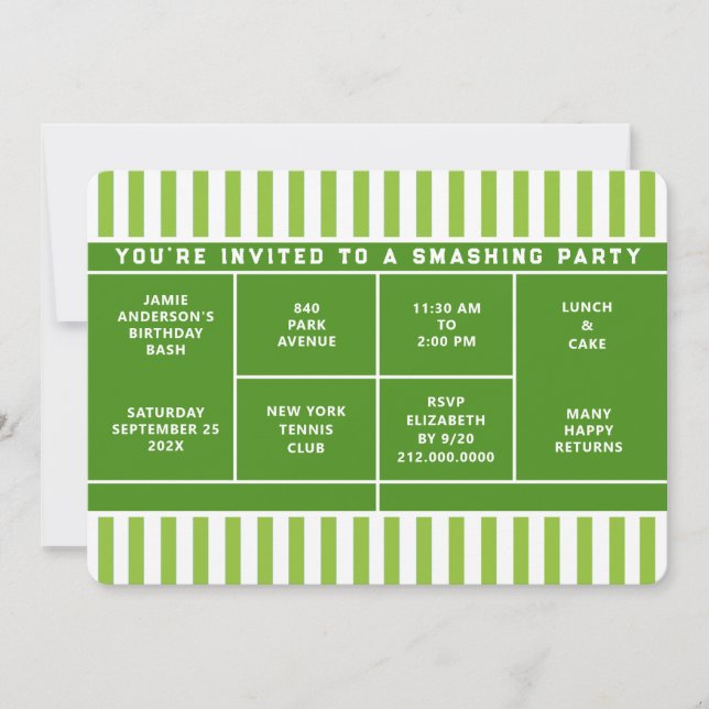 Invitación a Fiesta de Tenis (Anverso)