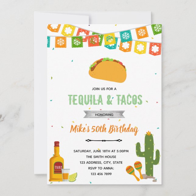 invitación a fiesta de tequila y tacos (Anverso)