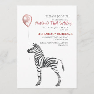 Invitación a fiesta de tercer cumpleaños de niño p