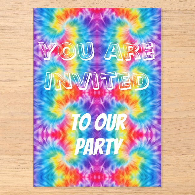 Invitación a fiesta de Tie-Dye (Anverso)