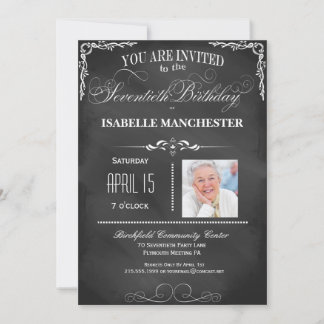 Invitación a Fiesta de tipografía de tablero de 70
