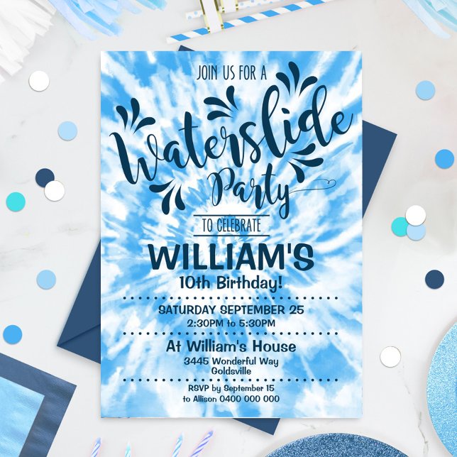 Invitación a fiesta de tobogán de agua tinte azul (Subido por el creador)