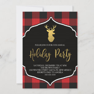 Invitación a fiesta de vacaciones de Buffalo Plaid