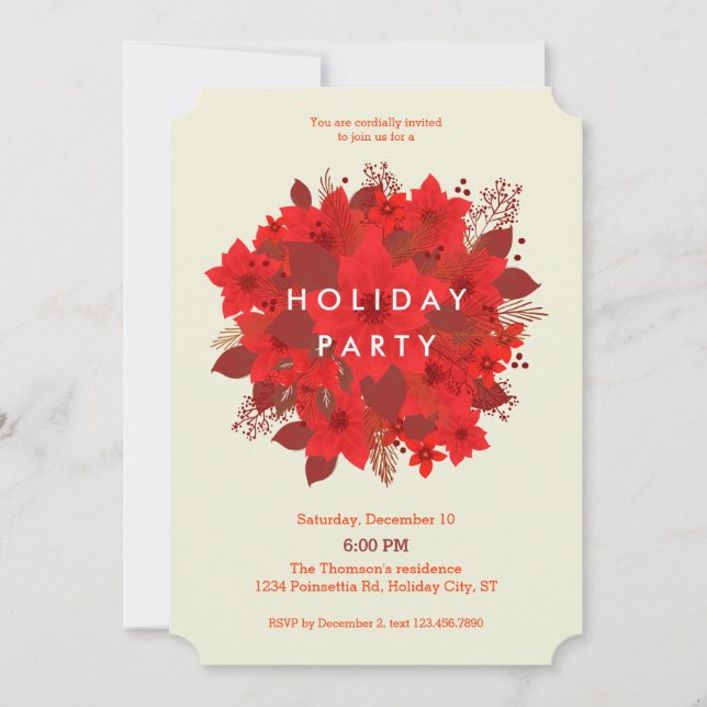 Invitación a fiesta de vacaciones de decoración fl (Anverso)