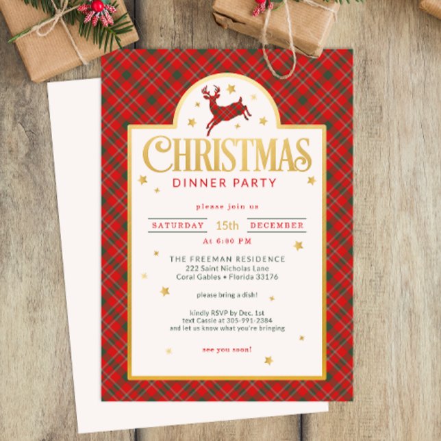 Invitación a Fiesta de vacaciones de Navidades de  (Christmas Dinner Party Invitation)