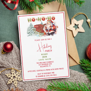 Invitación a fiesta de vacaciones en Santa Ho-Ho-H