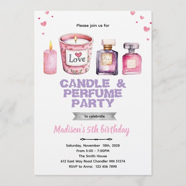invitación a fiesta de velas y perfumes (Anverso)
