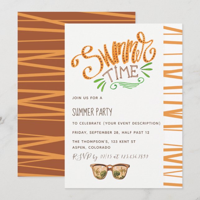 Invitación a fiesta de verano (Anverso / Reverso)