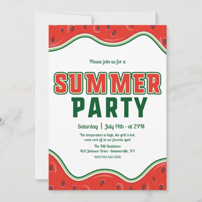 Invitación a Fiesta de Verano (Anverso)