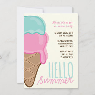 Invitación a Fiesta de verano con crema de hielo d
