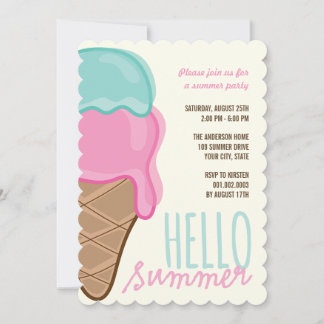 Invitación a Fiesta de verano con crema de hielo d